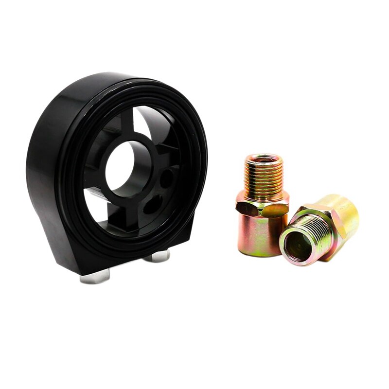 Car Universal Oil Filter Cooler Plate Adaptor M201.5 and 3/4-16 Sandwich Adapter Oil Gauge: black