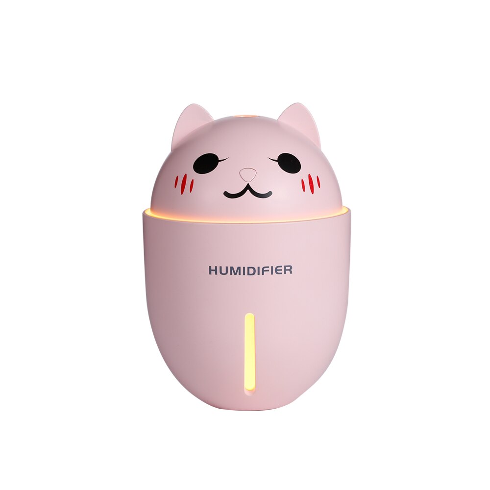 3 i 1 320ml usb luftfukter ultralyd kul-tåke bedårende kjæledyr mini luftfukter med ledet lys mini usb vifte: Rosa