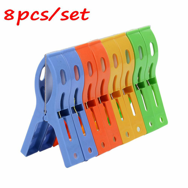 8 Stks/set Plastic Hanger Clips Wasserij Kleren Strandlaken Pins Voorjaar Klem Grote Clips: Default Title