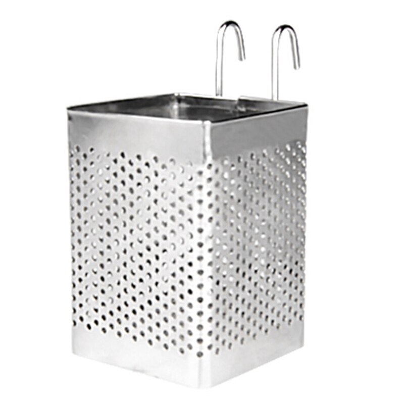 Roestvrij Staal Eetstokjes Houder Opknoping Bestek Drogen Mand Servies Afdruiprek Met Haken Keuken Gebruiksvoorwerp: Light Grey