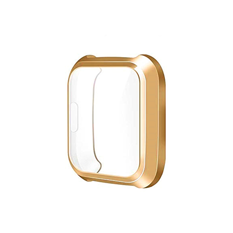 Voor Fitbit Versa Lite Anti-Val Horloge Bumper Wijzerplaat Polyurethaan Elektrolytische Case Horloge Gezicht Frame Armband Scherm Shell Cover: gold