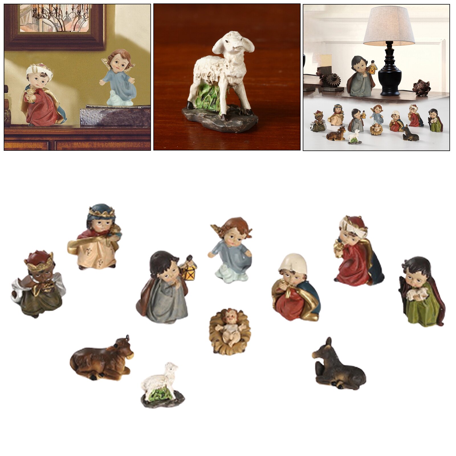 1 Set Standbeeld Kerststal Kerst Baby Jesus Kribbe Miniaturen Aanwezig Tafel Deco