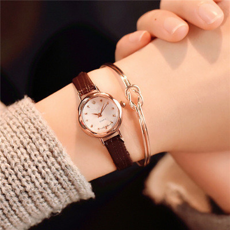 Vrouwen Quartz Analoge Klokken Kleine Wijzerplaat Delicate Luxe Wrist Horloges Relogio Feminino Dames Mode: Bruin