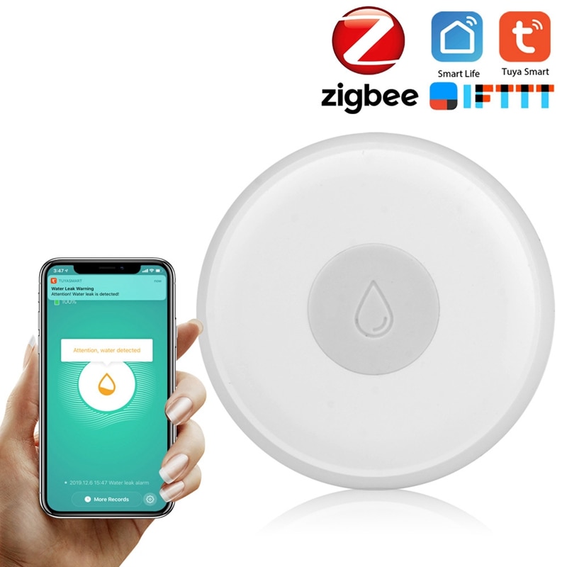 Zigbee Smart Home Water Leak Sensor Wireless Flooding Detector Water Leakage Detection Alert Water Level Overflow Alarm Tuya Sma: Default Title