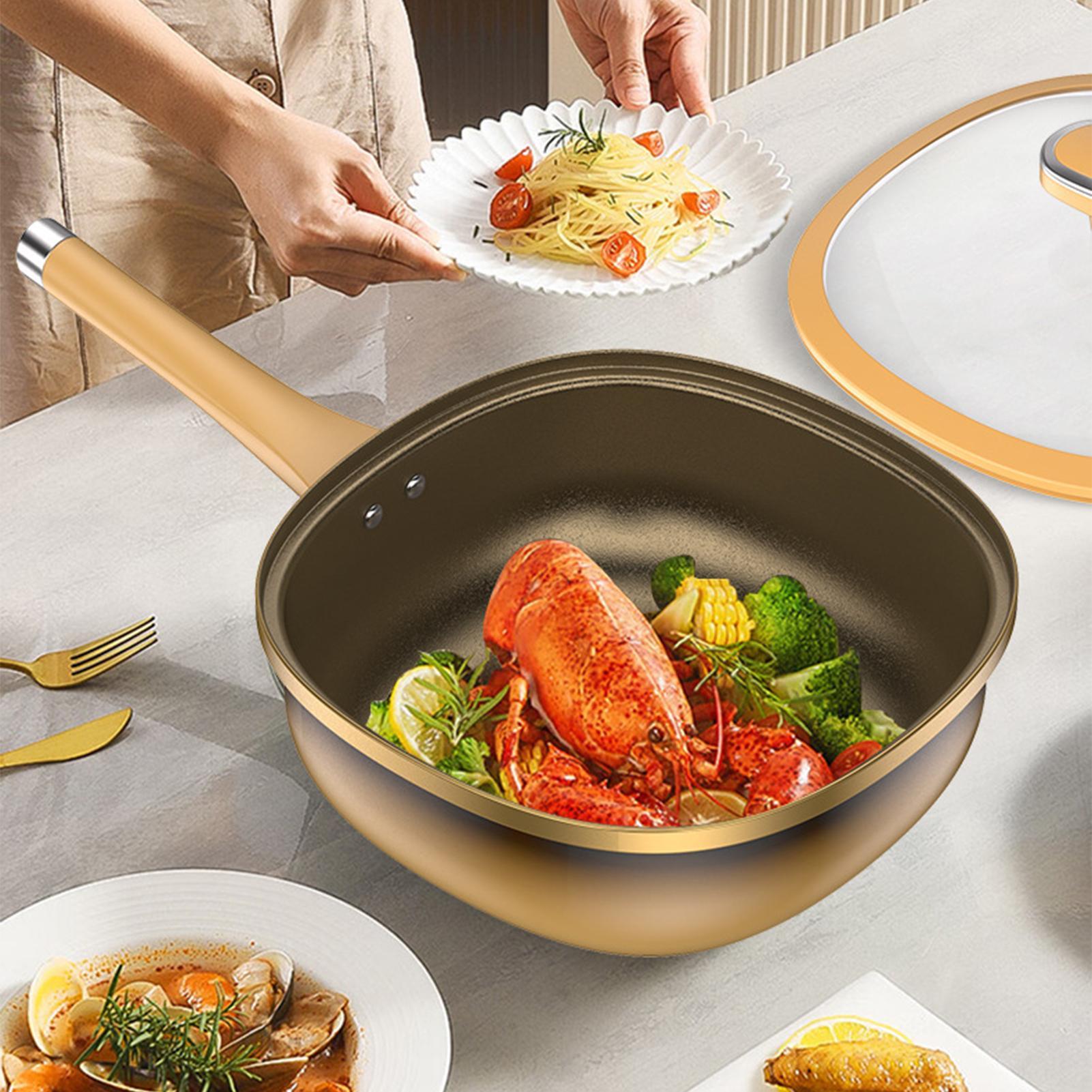 Non Stick Frying Pan Titanium Alloy Deep Skillet Pots With Lid Kitchen Accessories For Home Cooking Eggs Pancake Baking
