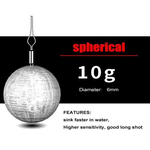 FISH KING 50pcs Fishing Sinker Cylindrical/Spherical Weights 3.5g-14g Fishing Oval Split Shot Lead Sinkers Fishing Tackle: 10