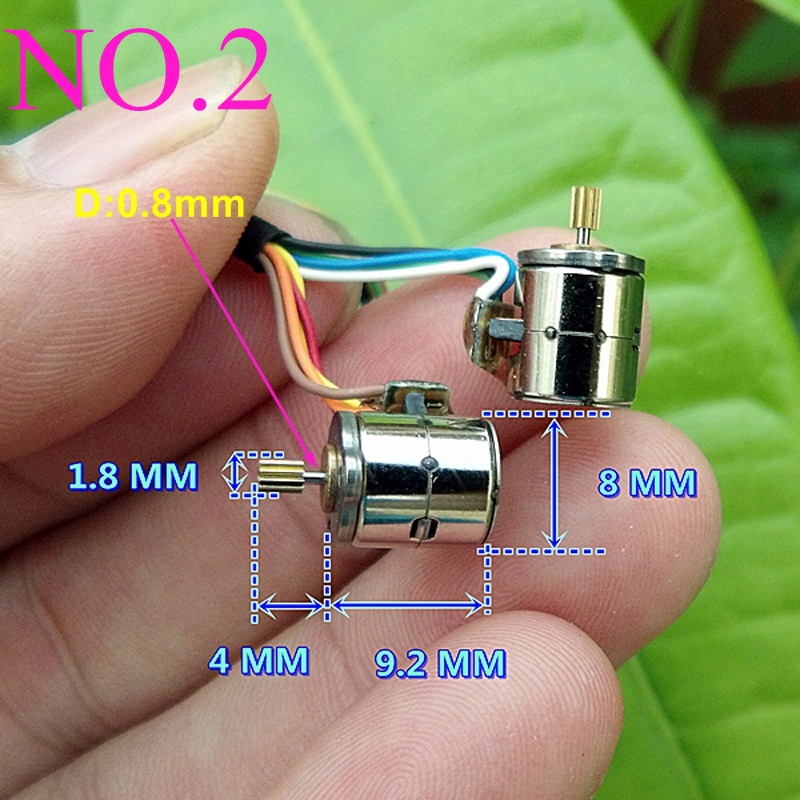 Micromotor paso a paso, 2 piezas por lote, Motor paso a paso de 4 hilos bifásico de 8mm con engranaje y línea de conexión