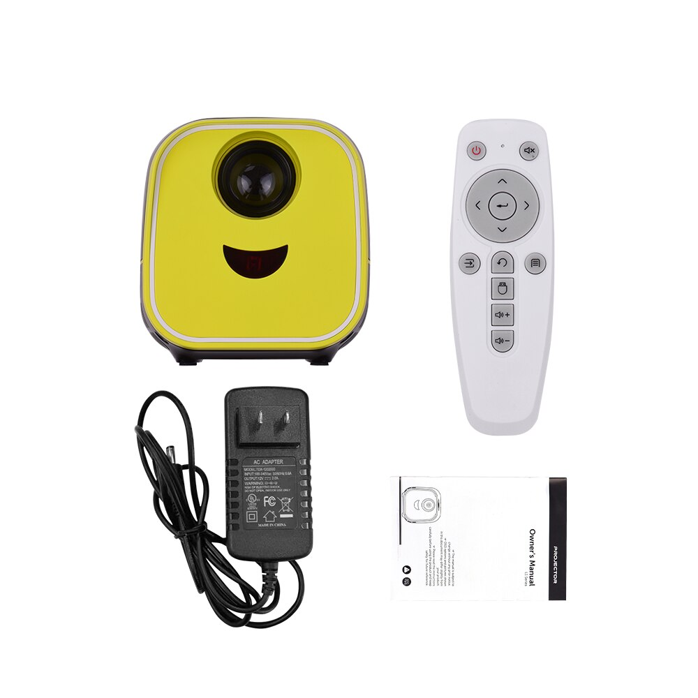 Mini projecteur vidéo LED pour enfants, cinéma familial à domicile, résolution Native 480x320, 50000 heures avec télécommande: Black US Plug