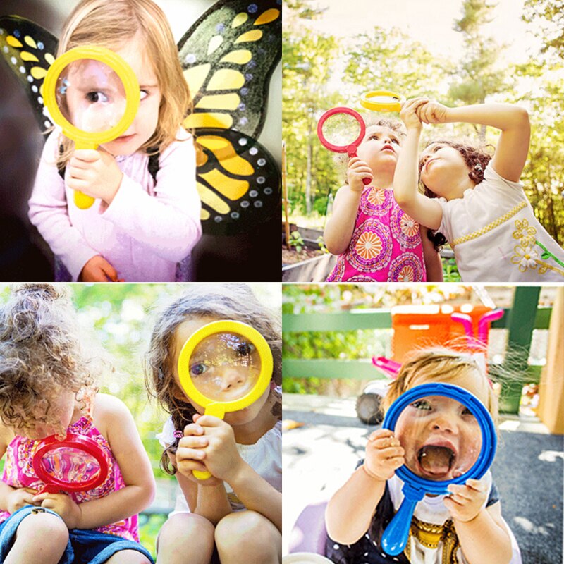 5 Kleuren Plastic Mini Vergrootglas Kinderspeelgoed Kind Holding Vergrootglas Kinderspeelgoed