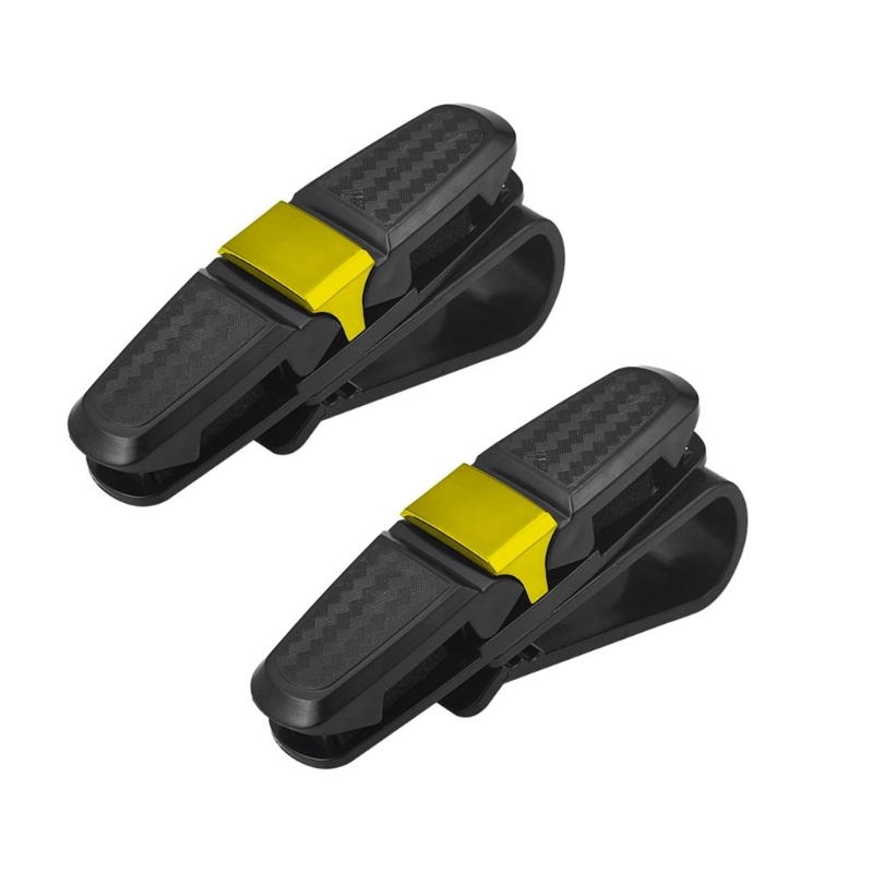 Soportes para gafas para parasoles coche, paquete 2 gafas fibra carbono para coche, colgador gafas Clip: Oro
