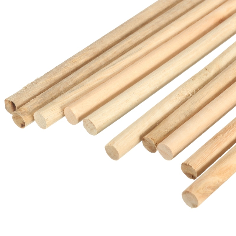 Kiwarm 10 st/set enkla 20cm naturliga färger runda träpinnar pluggar stavar för diy hem trädgård dekoration verktyg tillbehör