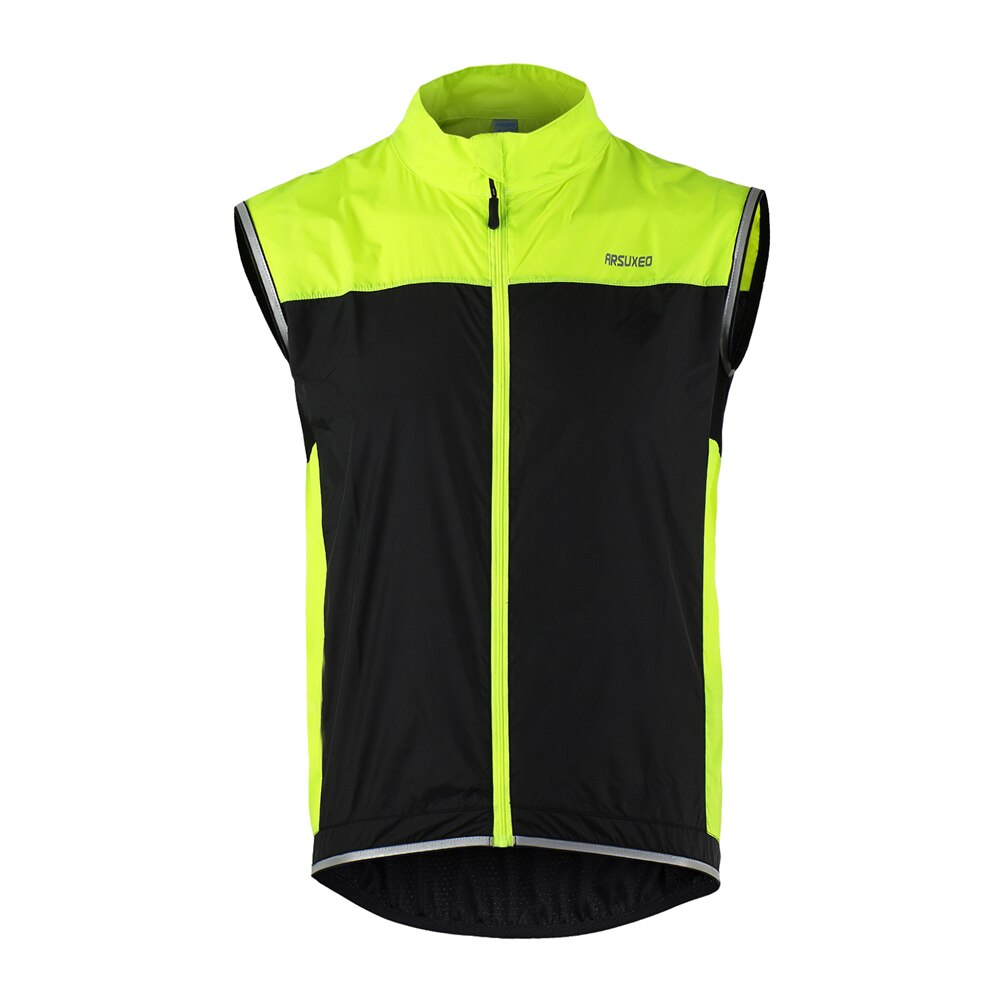 Arsuxeo sykkeljakke for menn vindtett varm sykkelvest ermeløs mtb sykkel sykkeljakke vest polyester sykkelvest: Grønn / L