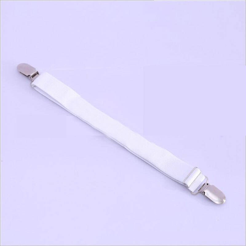 4 esquina largo ajustable elástico sábana sujetador Clip para colchón cubierta de sujetadores mantas sujeción antideslizante Correa: White 2 buckle