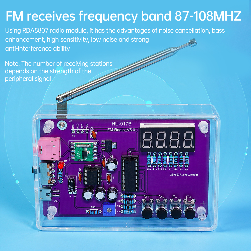 RDA5807S TDA2822 HU-017A/HU-017AB zestaw radiowy 87-108MHz STC15W RDA5807 FM Elektroniczne części do DIY do komponentu elektronicznego