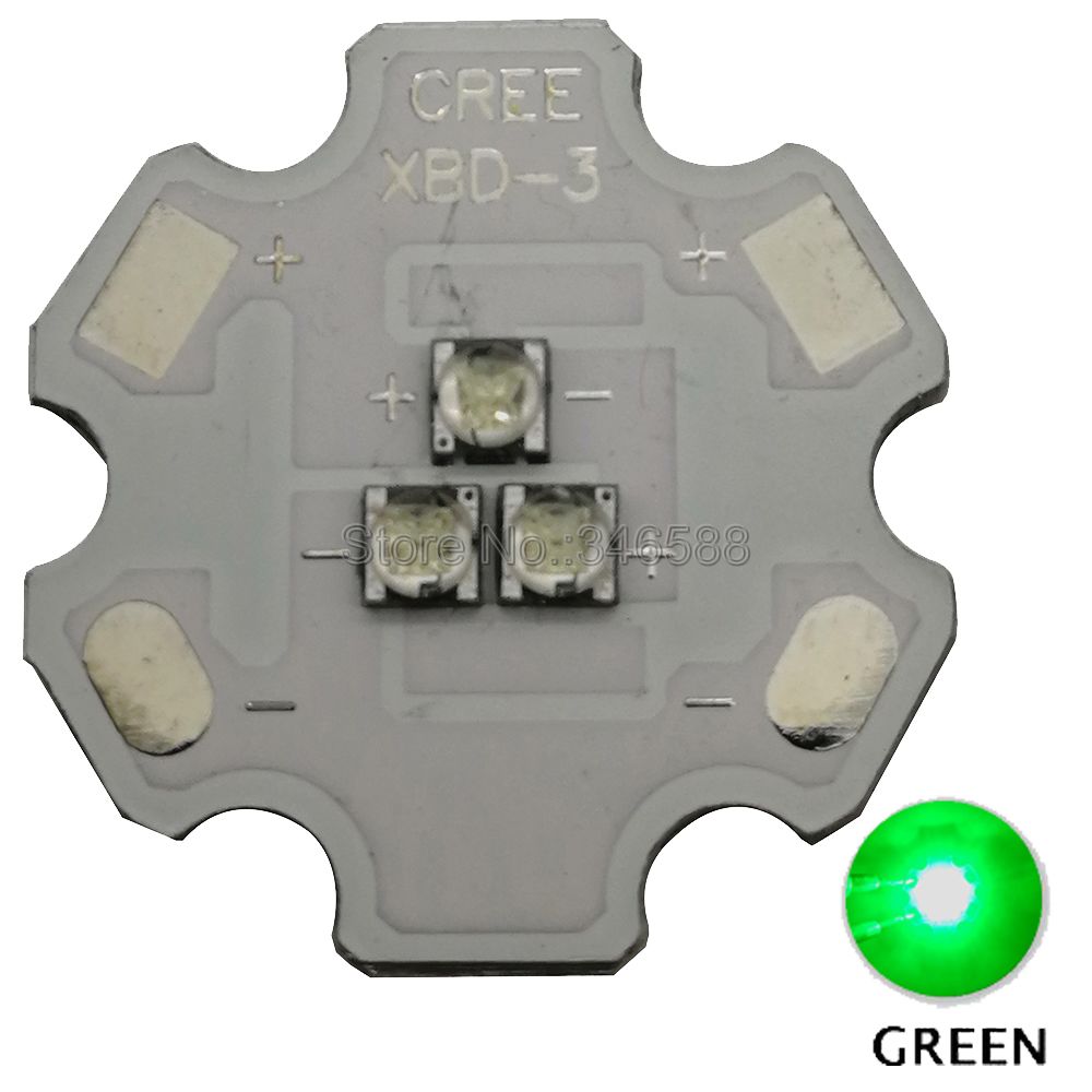 Cree XBD XB-D 3Leds Led Emitter Lamp Light White Warm White Red Green Royal Blue Yellow 9V Intergrated LED Light Source: Green