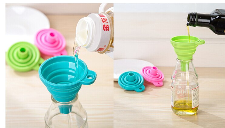 Przenośny silikonowy składany lejek spożywczy silikonowy teleskopowy składany lejek dozujący płyn akcesoria kuchenne