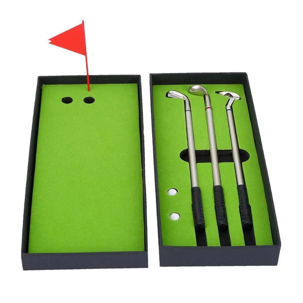 Golf Pen Set Desktop Goft Mini Groene Driving Range Met Golf Pennen Ballen Club En Vlag Metalen V7W2