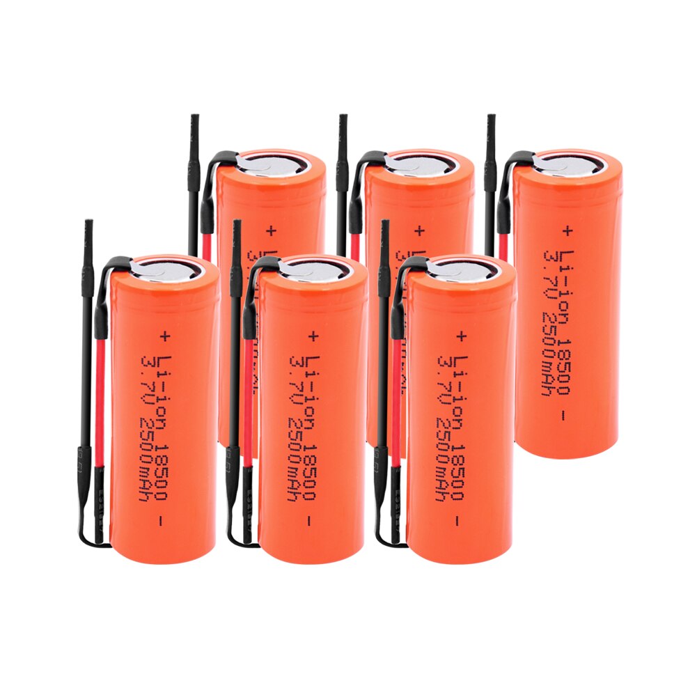 Rechargeable Li-Po Lithium high-discharge high current + DIY Linie 18500 Li-ion Battery 3.7V 2500mAh Batteries for flashlight: 6 PCS