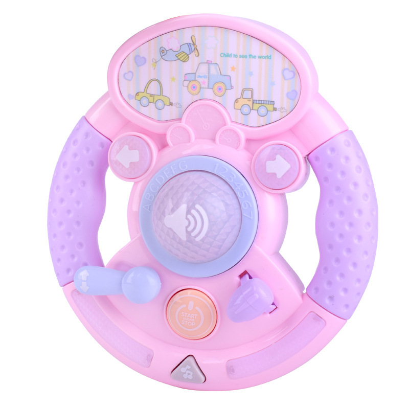 Children's music steering wheel,Driving Steering Kids with Music Wheel Various Driving Sounds Turn Learn Driver .: Pink