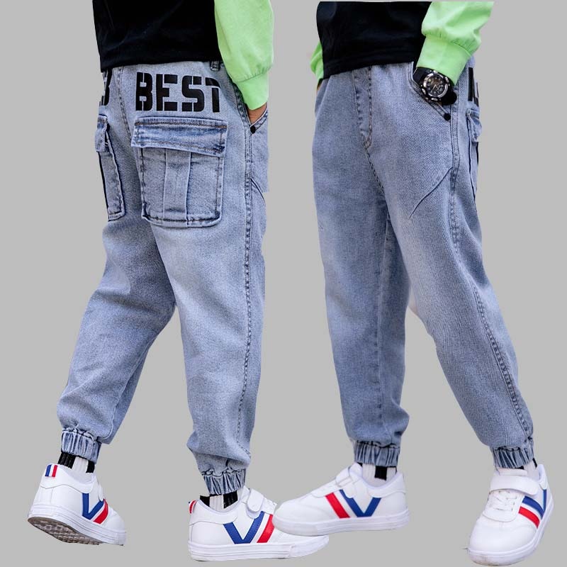 Brand big boy jeans children's spring wear boy long pants style of children's baggy jeans big pocket 15-12 year old