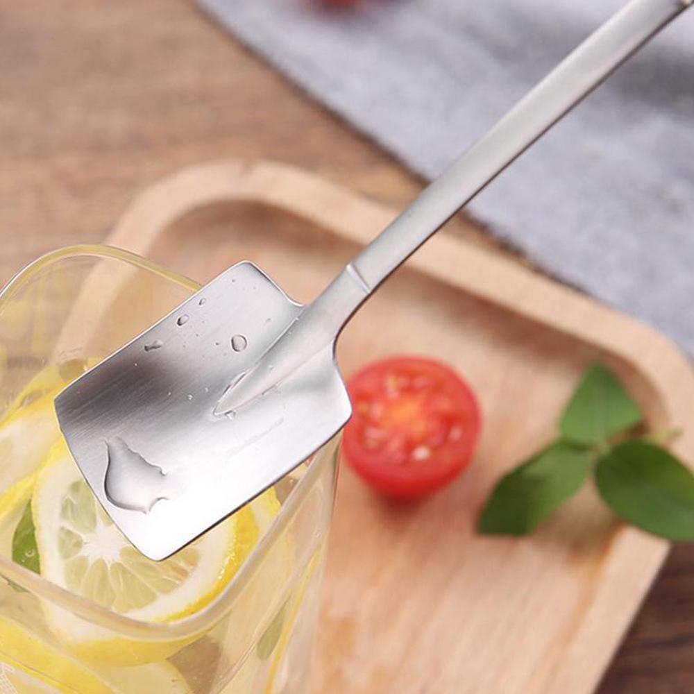 Mini 304 Stainless Steel Spade Shovel Coffee Spoon Spoon Long Spoon Fruit Spoon Teaspoon Handle Dessert Tableware Factory Supply