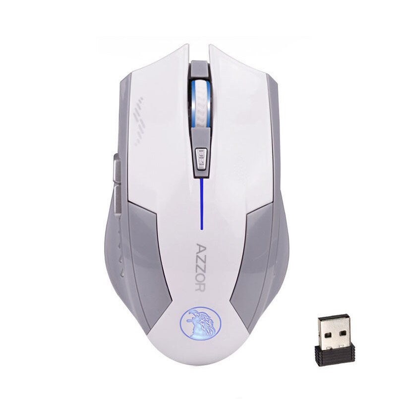 AZZOR Wireless 6D Rechargeable 2400DPI 6 Buttons Optical Pro Gaming Mouse For PC