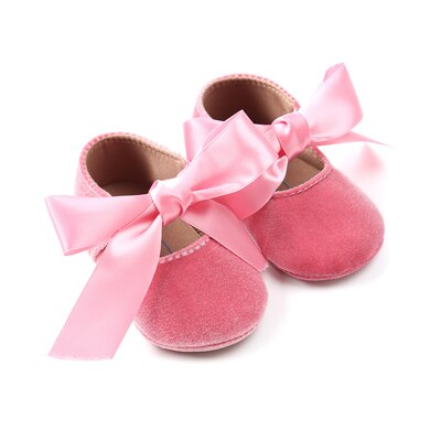 0-18 Motten Prinses Baby Meisjes Party Dress Schoenen Grote Boog Zachte Zool Anti-Slip Lederen Schoenen Baby peuter Schoenen Eerste Wandelaars: pink / 7-12 Months