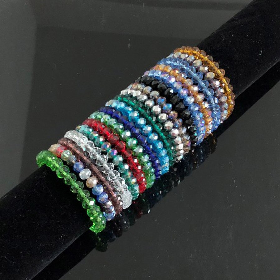 Charme Handgemachte frauen 8mm Strass Glas Kristall Perlen Runde Perlen strecken-Armbinde Femme Armreif Armbänder Mädchen wickeln Schmuck