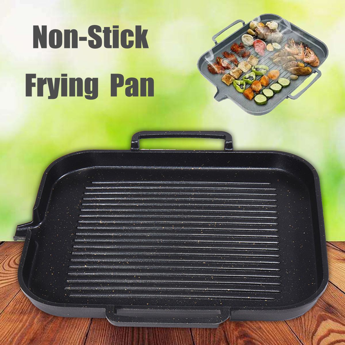 Bbq grill aluminium stek grill pan tallrik non stick beläggning köksredskap induktion kompatibel kök matlagning bbq pan 2-4 personer