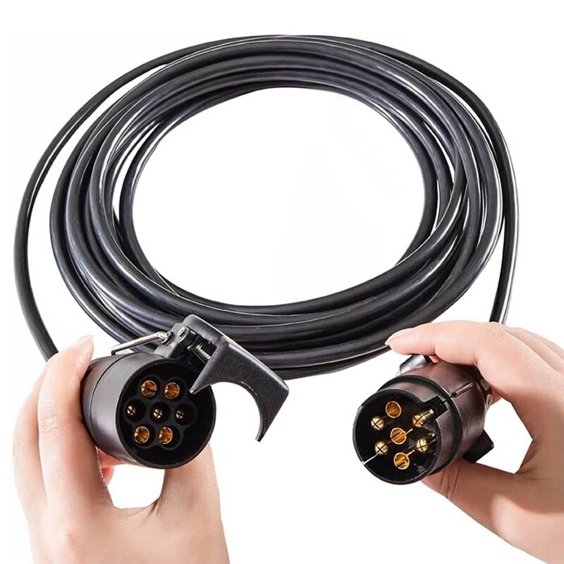 8-Foot 7-Way RV Trailer Plug Extension Cord – Round Pin, Truck To Camper, Heavy Duty
