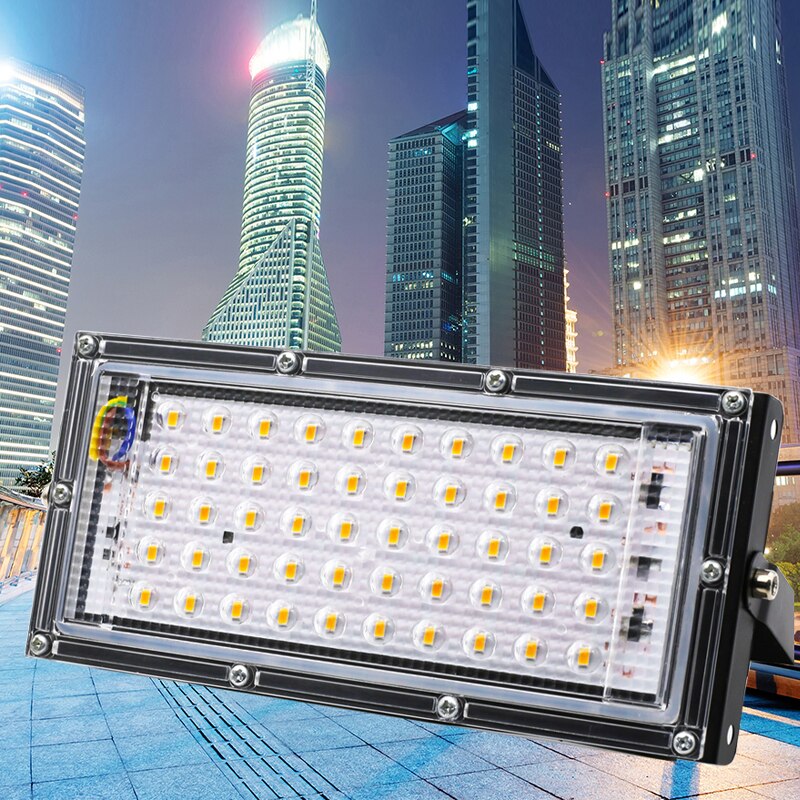 Led flomlys 50w utvendig gatelys  ac 220v vanntett led spotlight reflektor utendørs belysning flomlys hagelampe