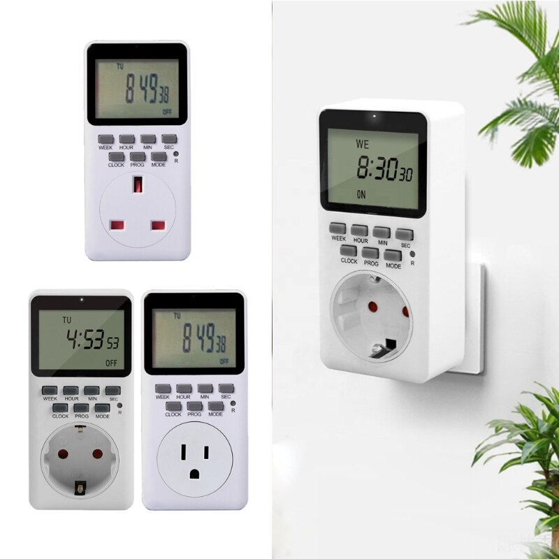 Outlet Timer, Digital Programmable Timer，Heavy Duty Smart Indoor Timer for Electric Outlets EU US UK Plug Wall Timer