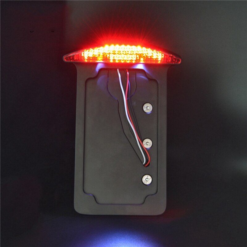 12V Motorcycle Vertical Side Number Plate Holder Bracket Tail Light Axle For Iron Chopper Custom