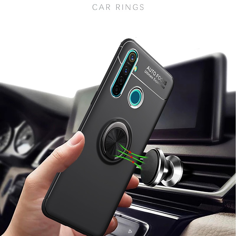 Étui antichoc pour OPPO Realme 5 Pro étui anneau de doigt aimant mat housse en Silicone pour Realme 5 Pro 6.3 pouces étuis Fundas