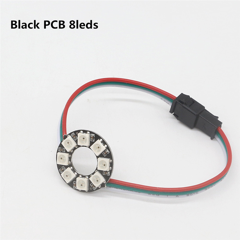 Individually Addressable WS2812B Pixel Ring 8/16/24/35/45Leds 5050 RGB Led Ring WS2812 IC BuiIt-in Led Module Pixel Strip Lights: 8 Leds Black