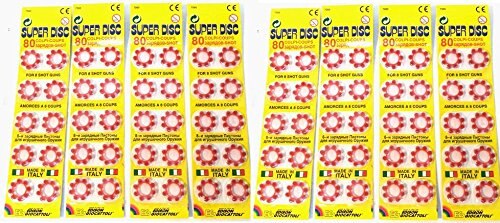 SUPER DISC Pack de 640 Fulminantes, en Aros de 8 Disparos, para Pistolas y Escopetas de Juguete. (80 Aros de 8 -640 Disparos-).