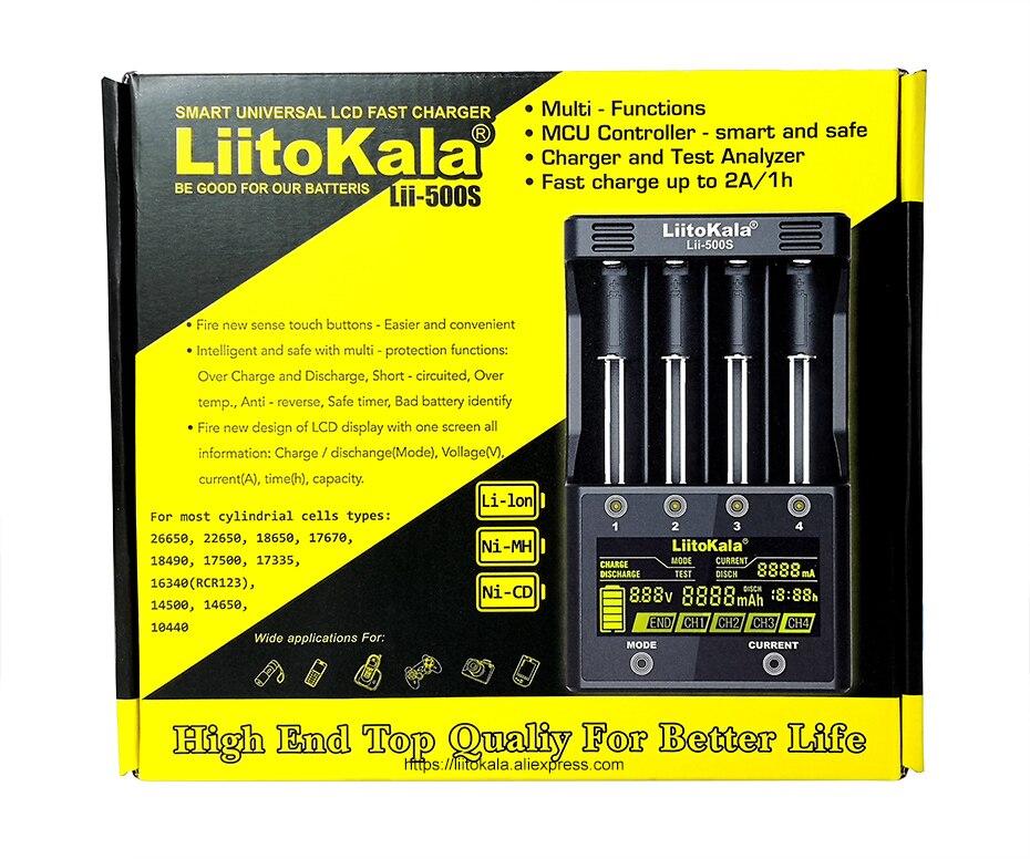 LiitoKala Lii-PD4 Lii-S6 Lii500s chargeur de batterie pour 18650 26650 21700 18350 AA AAA 3.7V/3.2V/1.2V/1.5V lithium NiMH batterie