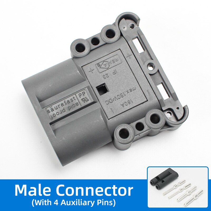 Rema Batterij Connector 80A 160A 320A 150V Heftruck Opladen Connector Industriële Stekker Voor Elektrische Voertuigen Grijs En Zwart