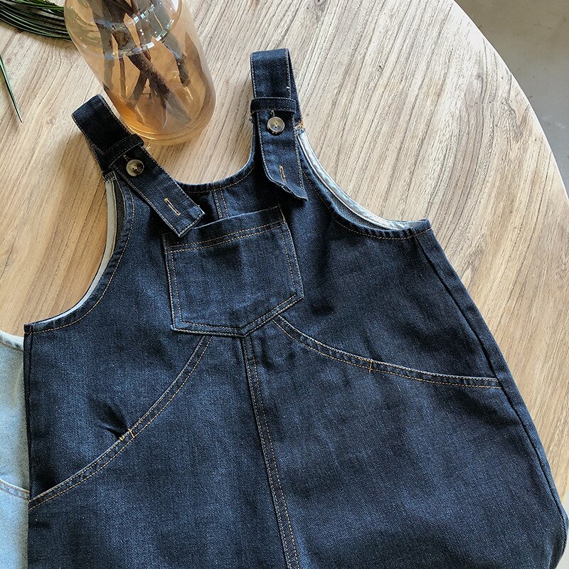 Koreaanse Stijl Herfst Jongens Meisjes Oversized Denim Overalls Kids Zeer Losse Patchwork Bib Jeans 1-6Y