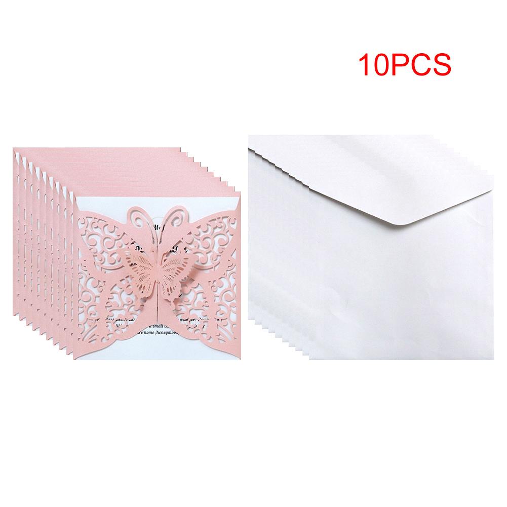 10 stücke Hohl Schmetterling Hochzeit Einladung Karten Karte Papier und Abdeckung Bausatz für Hochzeit Geburtstag Dusche Party dekoration: Rosa passen