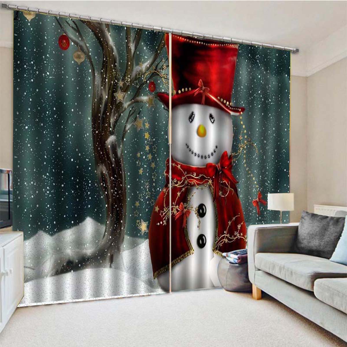 2 stk juletæppe vindue stue gardiner dørtæppe julemanden gardin gardin hængende dekoration boligindretning: Type 7