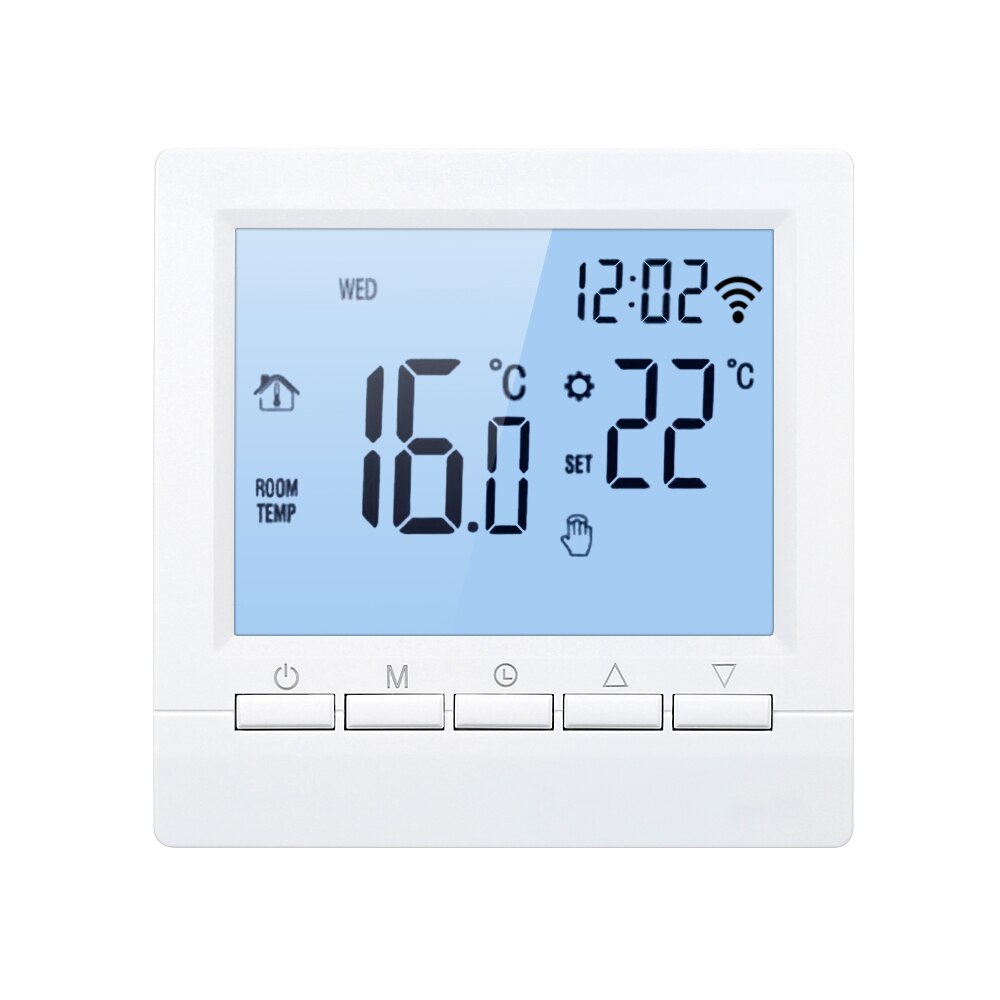 Smart wifi termostat digital temperaturregulator elektrisk uge programmerbar gulvvarme termostato med lcd-skærm: Blå / Trådløst internet