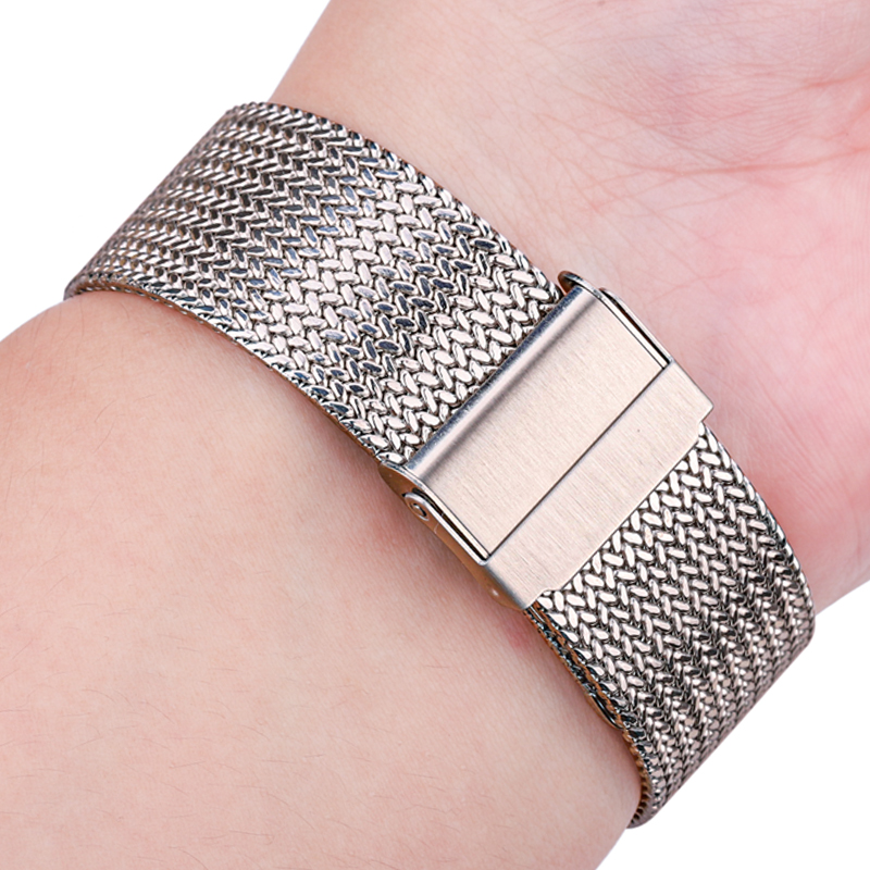 316l rustfrit stål milanese loop ur armbånd kvinder mænd udskiftning rem urrem 16mm 18mm 20mm 22mm sølv sort