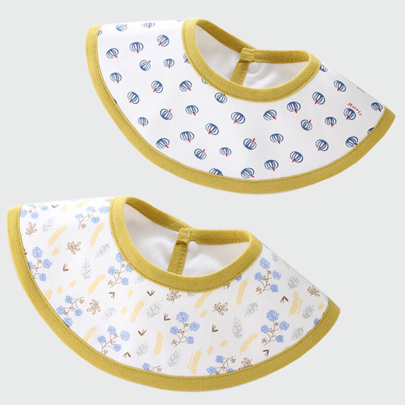 Waterproof Round Babador 2pcs/set Three Layer Baby Bibs Cotton Cloth 360 Degree Infant Clothing Bandana Bibs: WHT066C