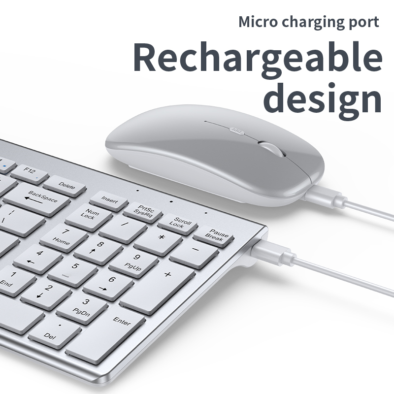 Bluetooth 5.0 & 2.4G Draadloos Toetsenbord en Muis Combo Mini Multimedia Toetsenbord Muis Set voor Laptop PC TV iPad Macbook Android