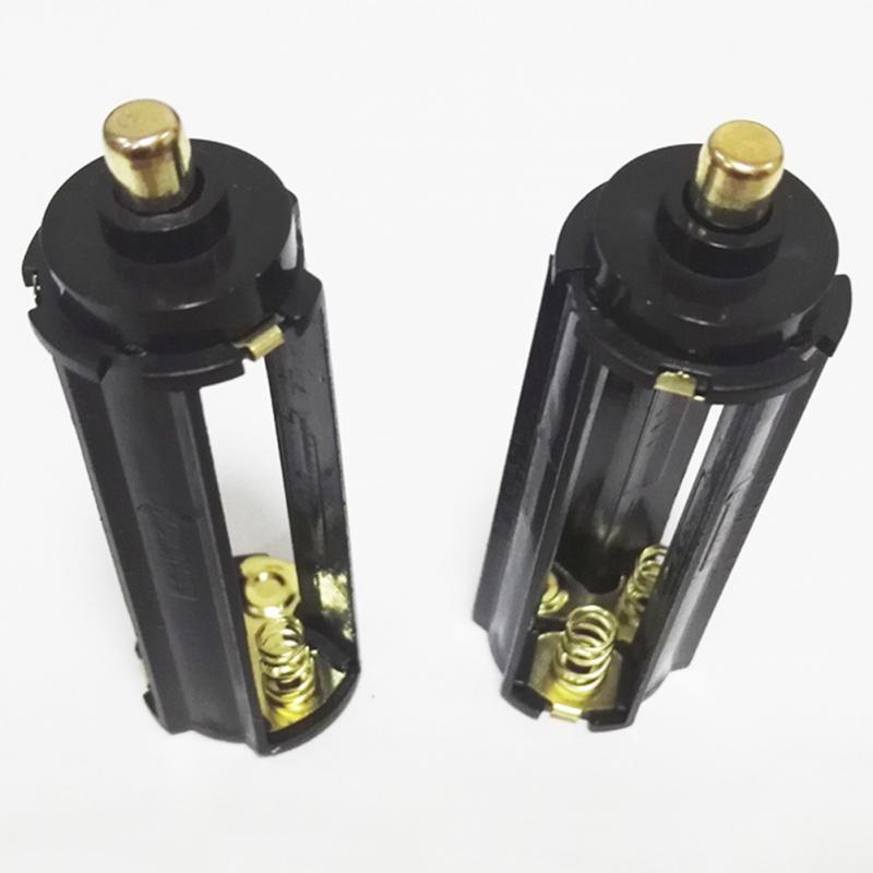 2 Stuks Batterij Houder Zwarte Cilindrische Aaa Plastic Batterij Houder Adapter Case Box Zaklamp Lamp Adapter Case Converter