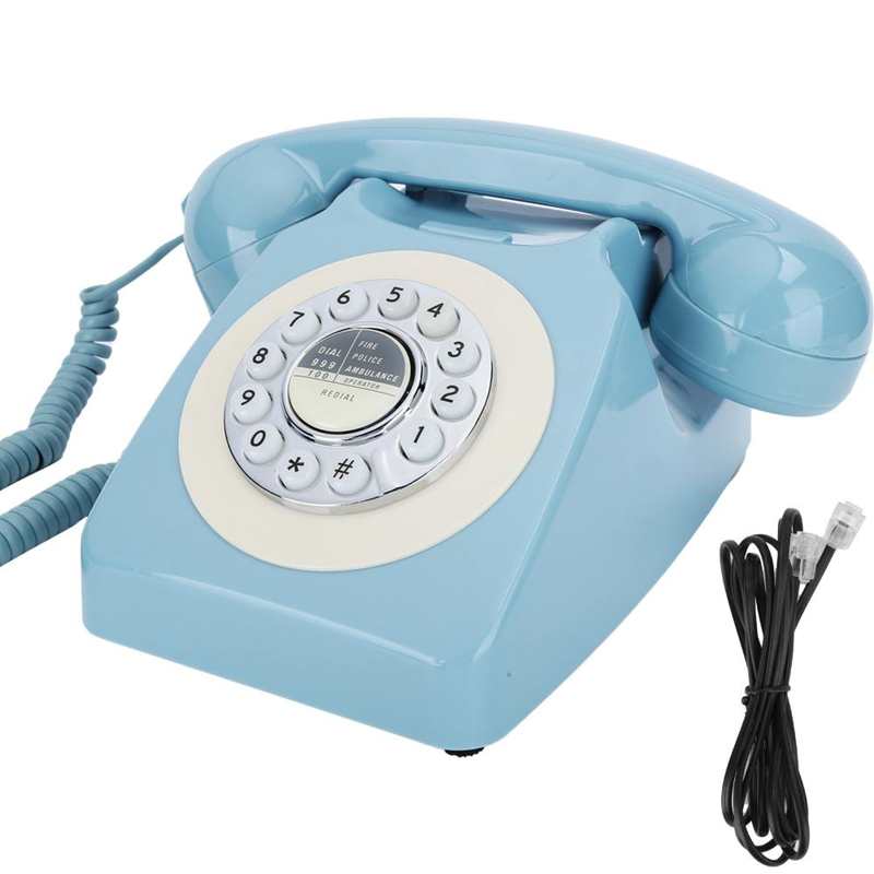 CT-N8019 Blau retro Telefon drücken Dreh Zifferblatt Schreibtisch Telefon Einzelnen Linie Schnur Telefon für Heimat Sekretariat FSK/DTMF Festnetz telefon: Pro andere Länder