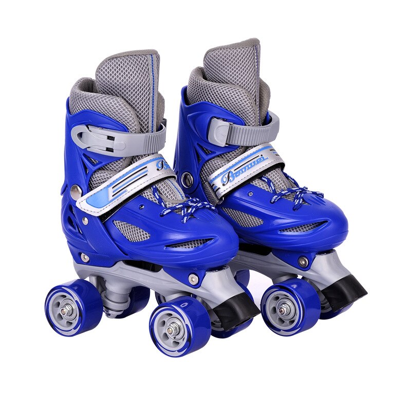 Meisjes Jongen Kids Kind Verstelbare Quad Rolschaatsen Schoenen Schuiven Sneakers 4 Wielen 2 Rij Lijn Outdoor Schaatsen Schoenen Voor beginner: blue / s
