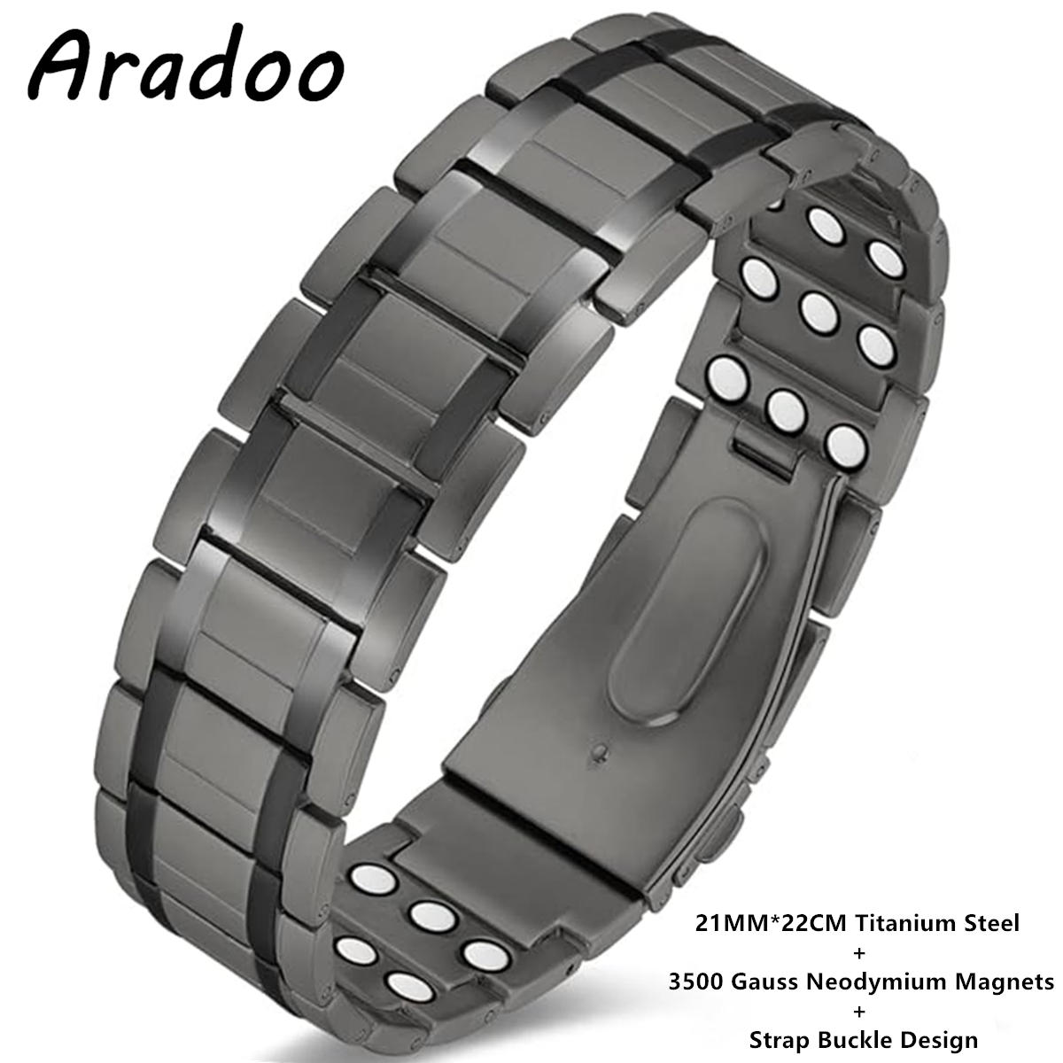 ARADOO koperen armband voor heren titanium staal 3x sterkte magnetische premium vouwsluiting armbanden: Donker Goud