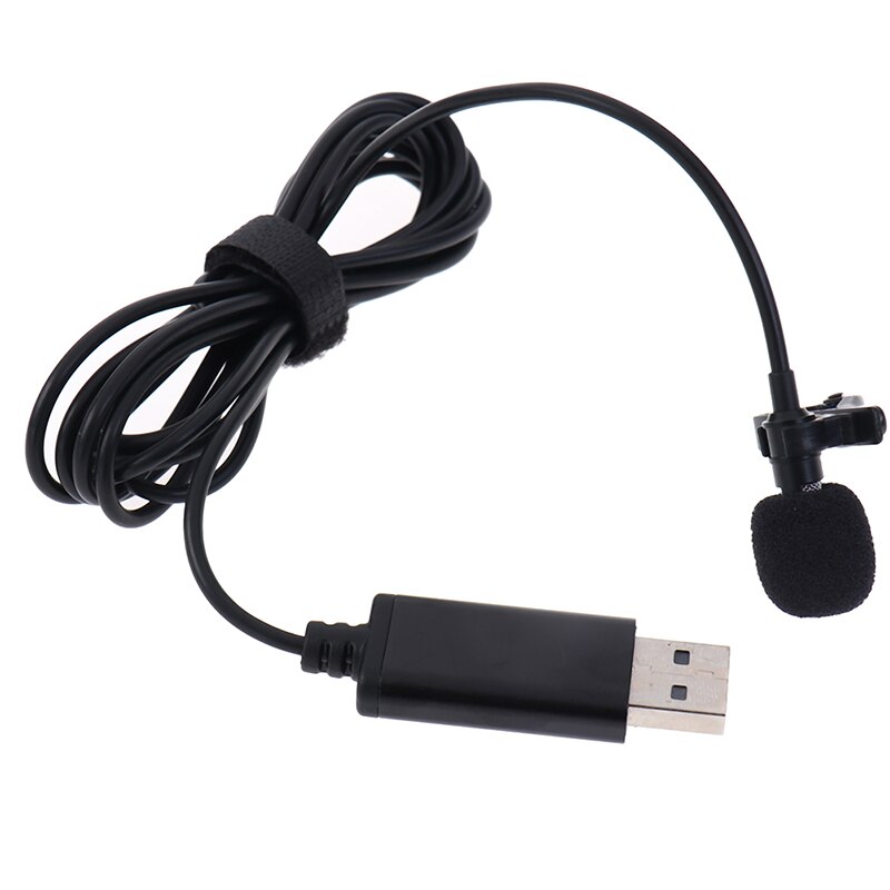 Portable USB Mini Microphone 2m Lapel Lavalier Mic Clip-on Buttonhole Microphone